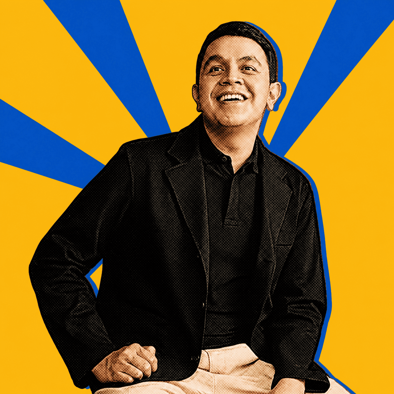 Tulus dalam treatment poster halftone kuning dan biru